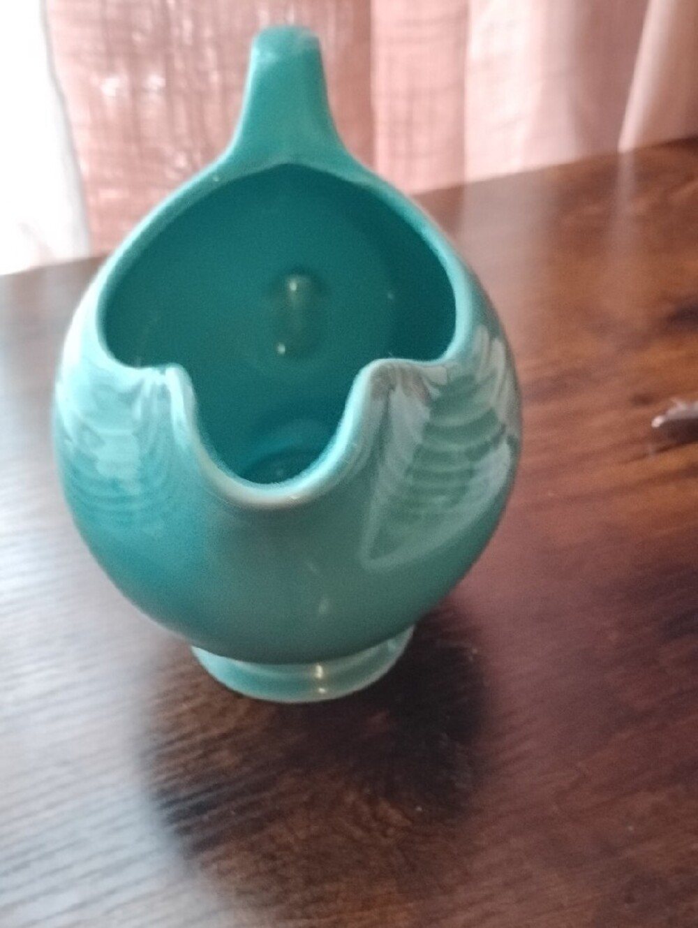 Fiestaware Turquoise Gravy Boat with Ribbed Design - Picture 5 of 6